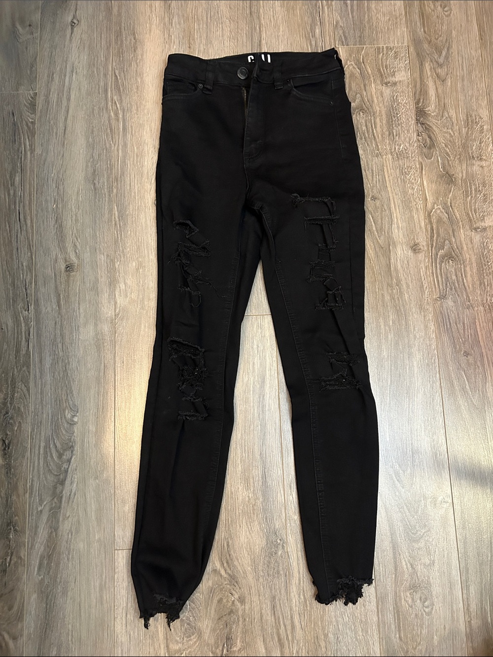 Black Distressed High-Rise Women’s Jeans